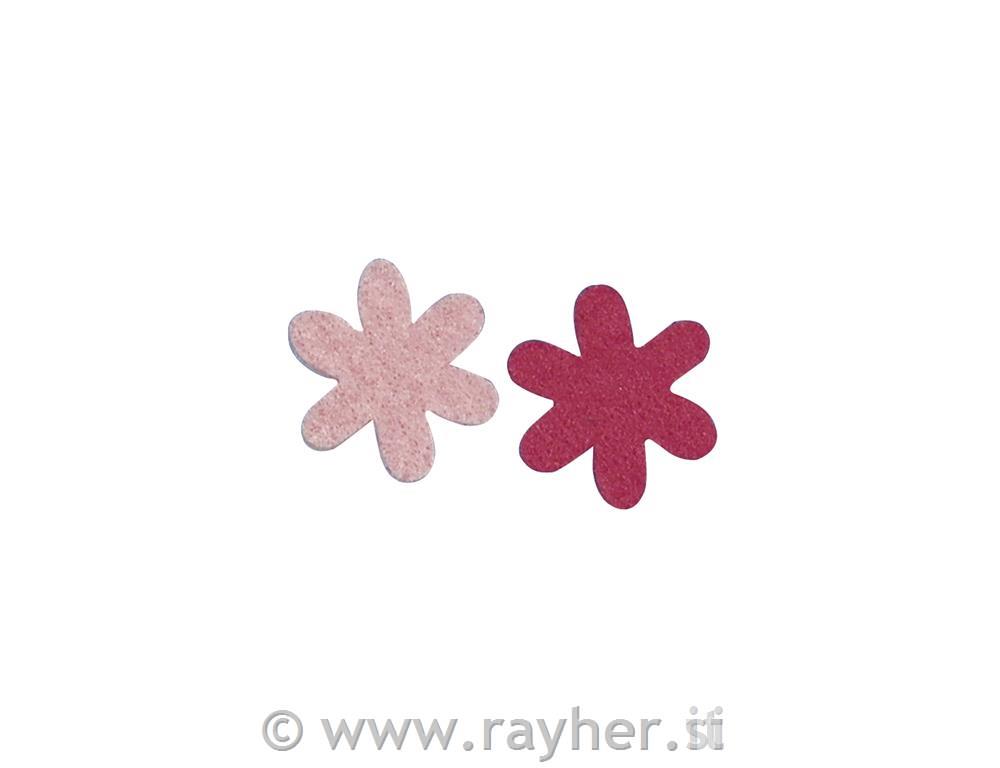 Filc rožice male, 3 cm, roza/sv.roza, 2 barvi, 12 kom.