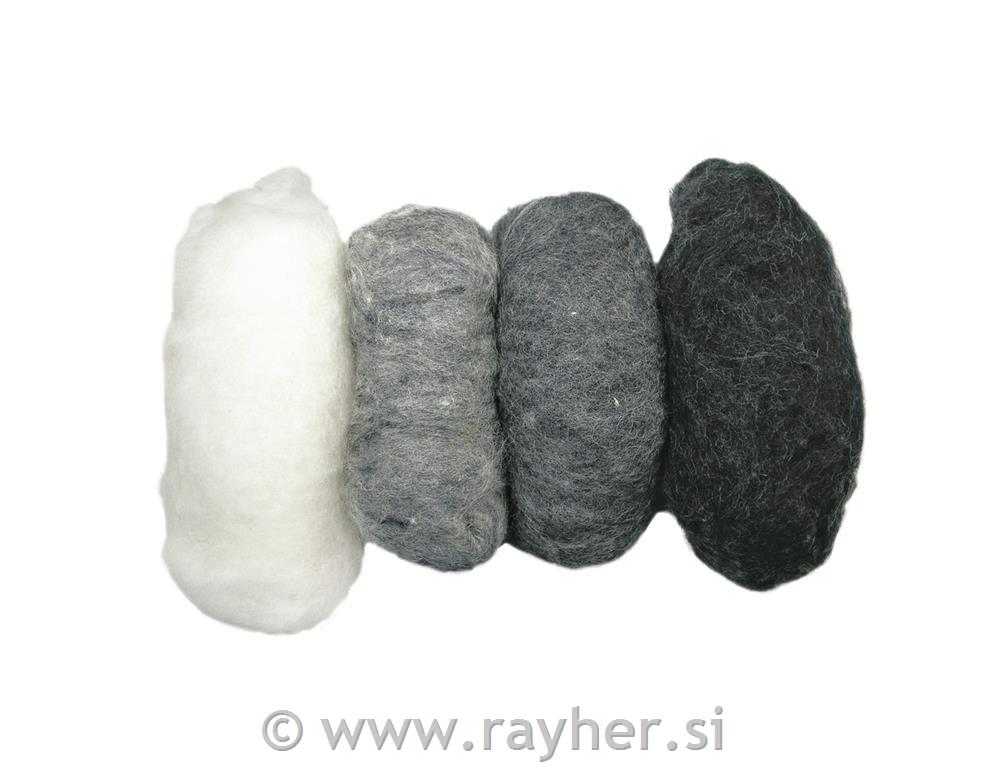 Volneno predivo, sive barve, mikanka, 4 x 25 g