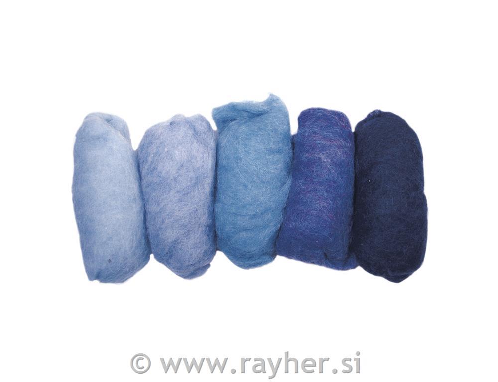 Volneno predivo, modre barve, mikanka, 4 x 25 g