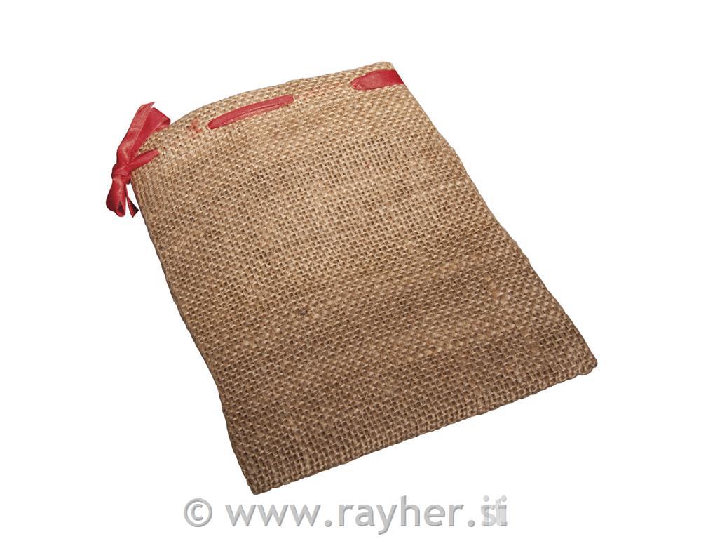 Jute bag w. red cord14x18cm, tab-bag 2pc