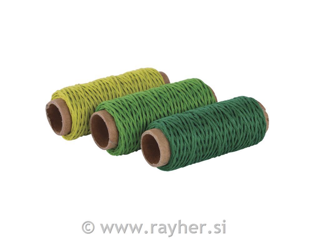 Vrvice iz konoplje, 1mm, zeleni toni, 3x12m
