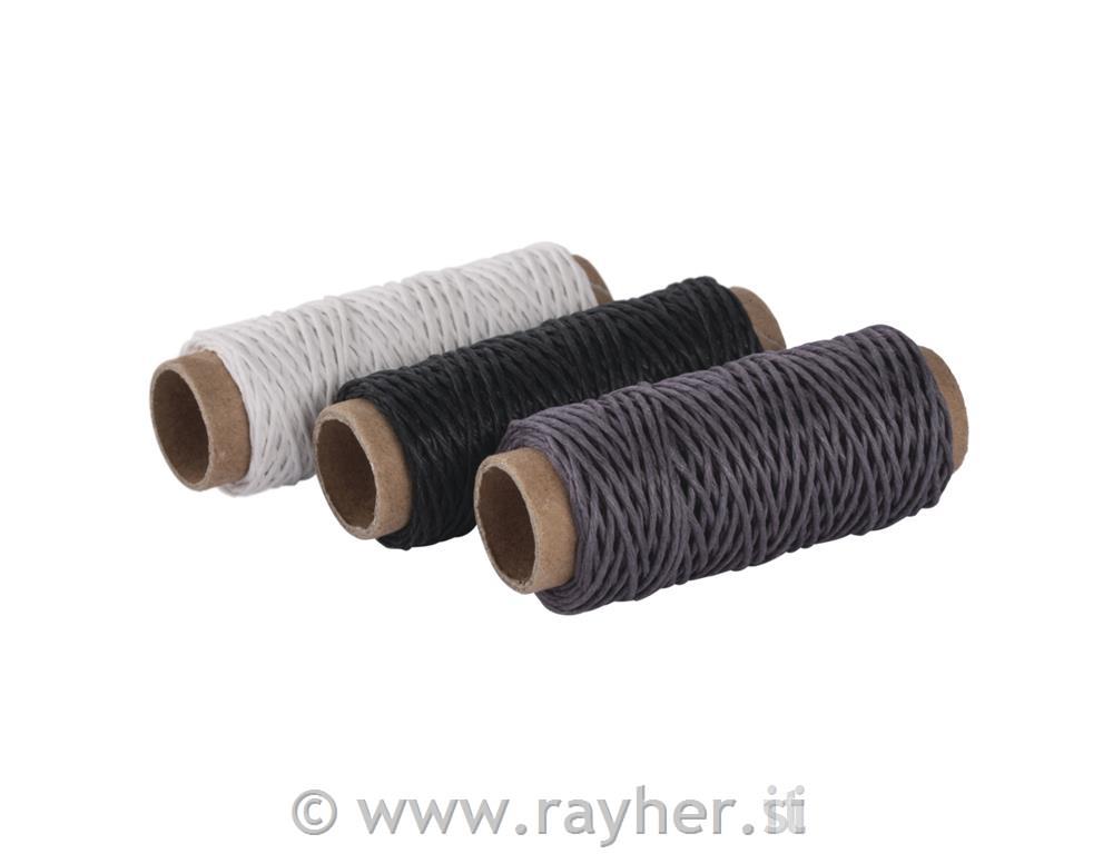 Hemp-cord set, 1mm o, black,grey,white,3 colours each 12m, tab-bag 36m