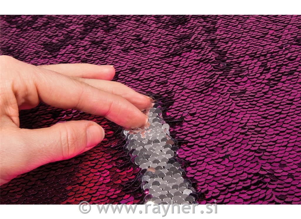 Reversible sequin fabric, pink, 42x32cm,approx.400g/m2, tab-bag 1pc
