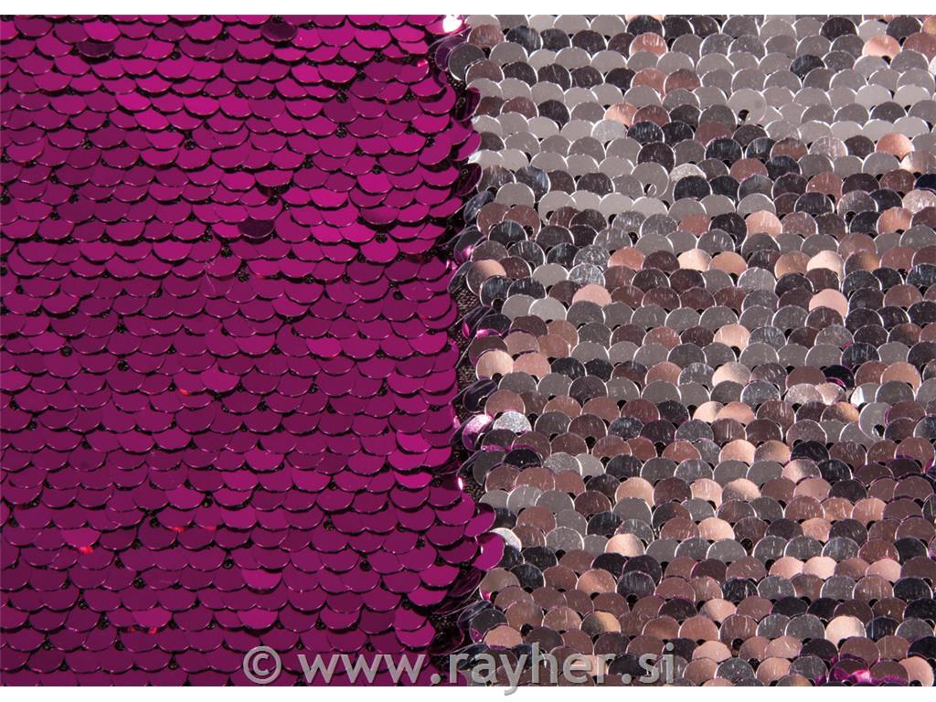 Reversible sequin fabric, pink, 42x32cm,approx.400g/m2, tab-bag 1pc