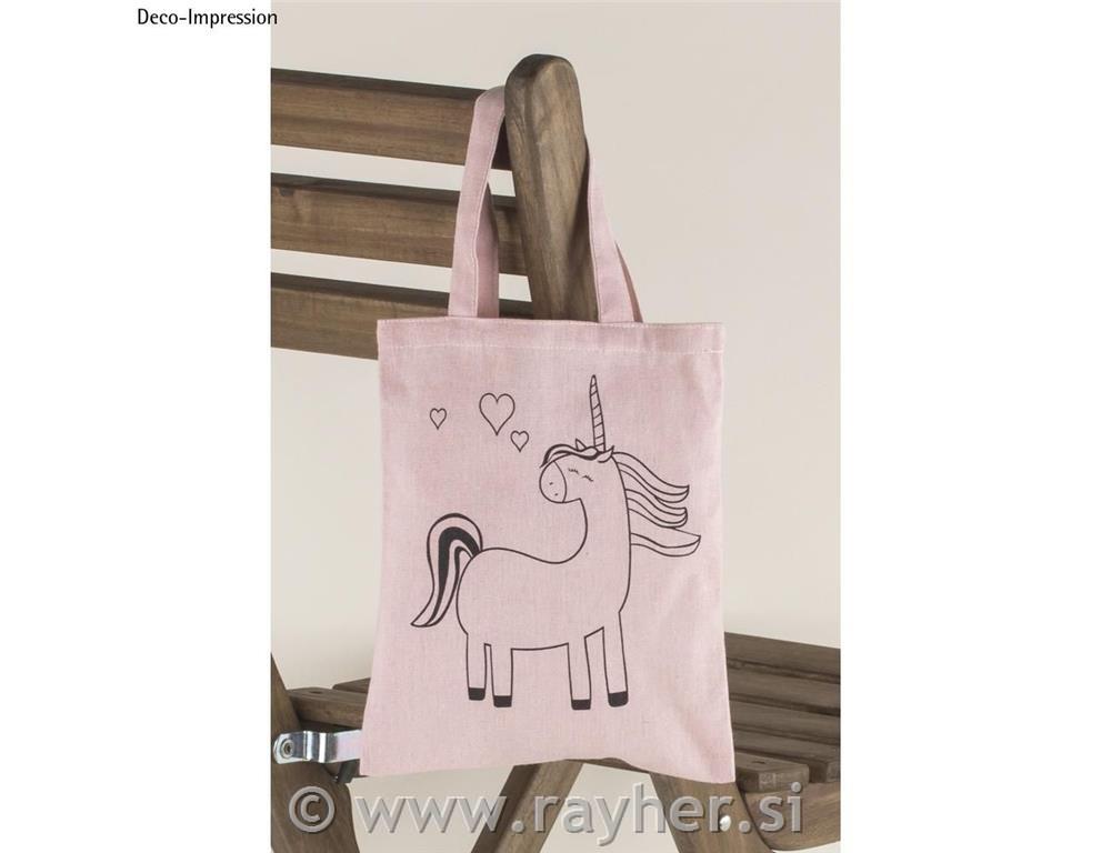 Vrečka bombažna, Samorog, pink, 20x25cm