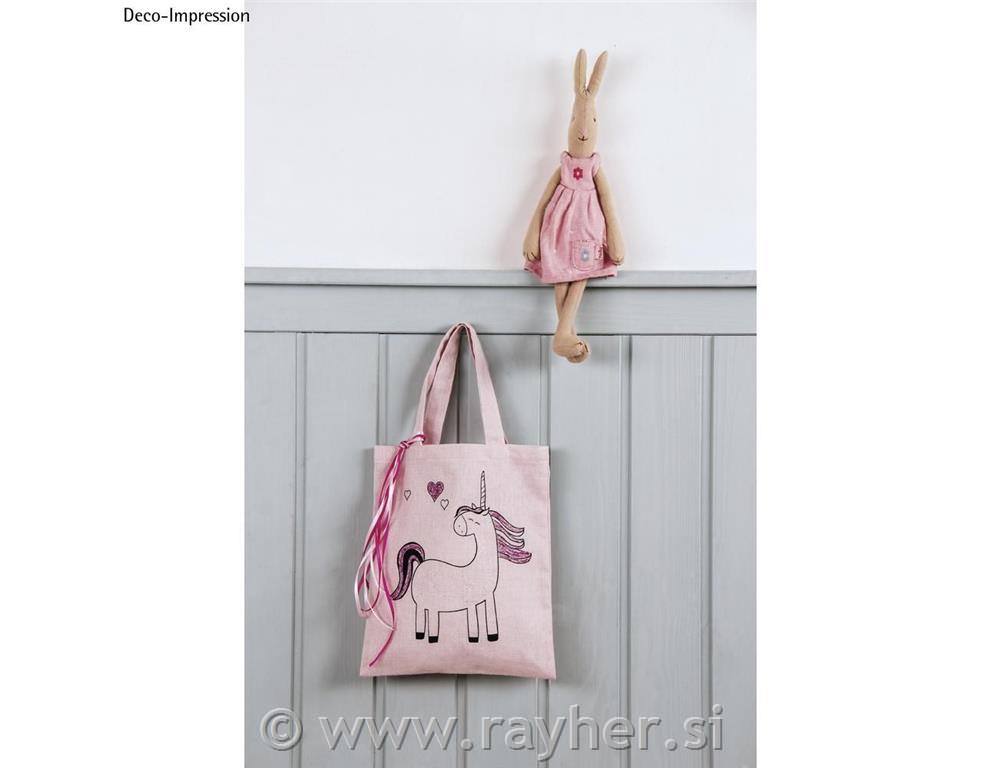 Vrečka bombažna, Samorog, pink, 20x25cm