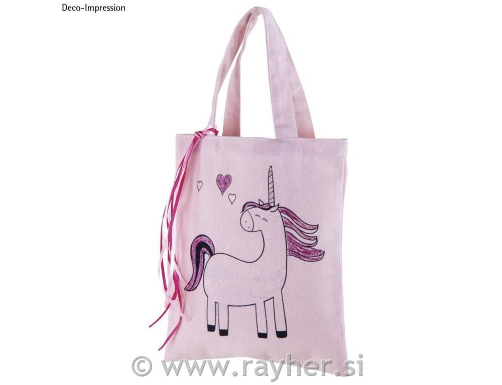 Vrečka bombažna, Samorog, pink, 20x25cm