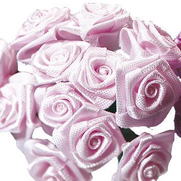 Saten vrtinice, 12 mm o, svetlo roza, šopek 12 kom.