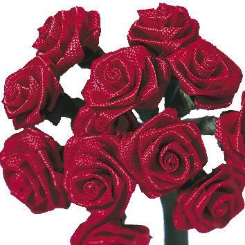 Saten vrtinice, 12 mm o, rdeče, šopek 12 kom.