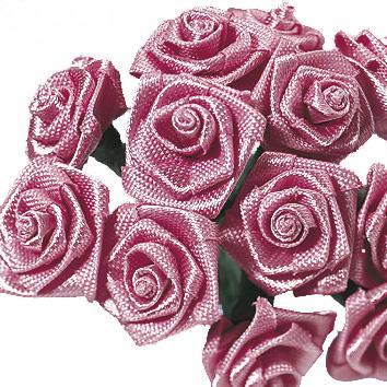 Satin roses, 12 mm o, antique rose, bund