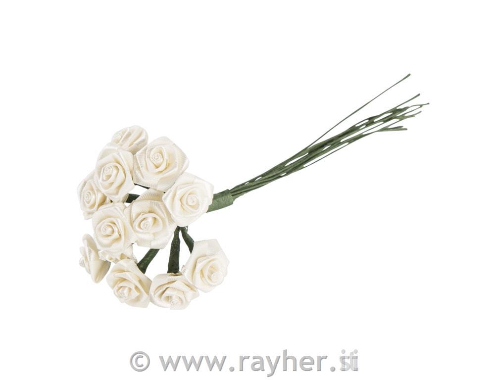 Saten vrtinice, 12 mm o, krem, šopek 12 kom.