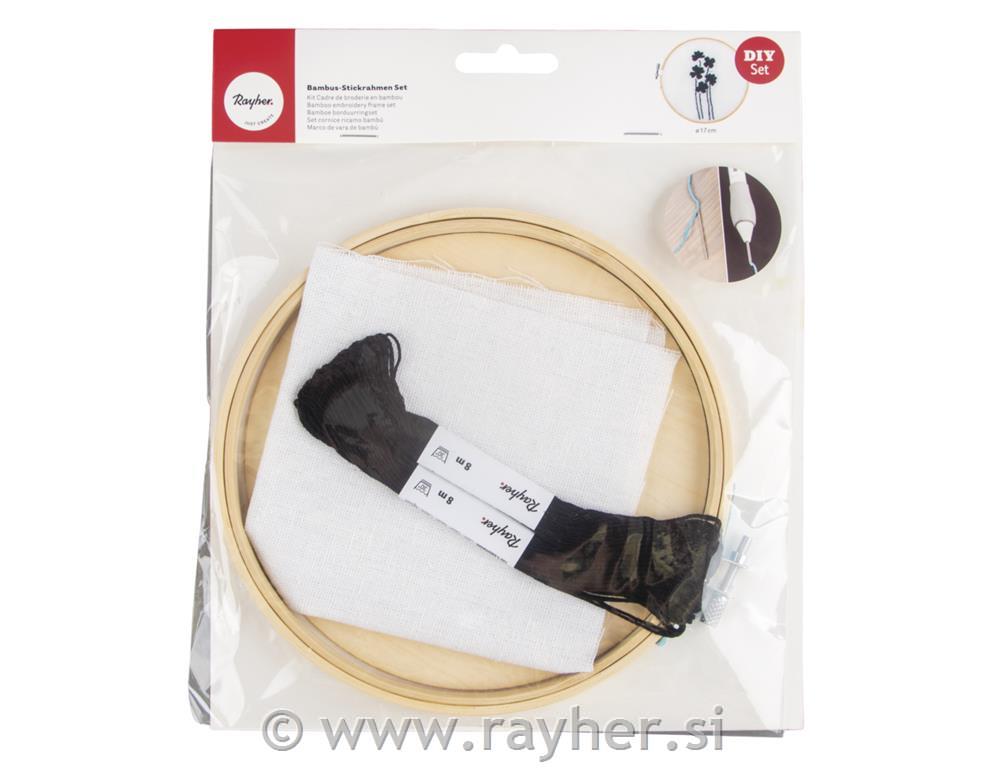 Set za vezenje, obroč iz bambusa 17cm in dodatki