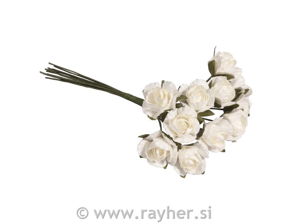 Vrtnice iz papirja, 15mm , 12 kosov, bele