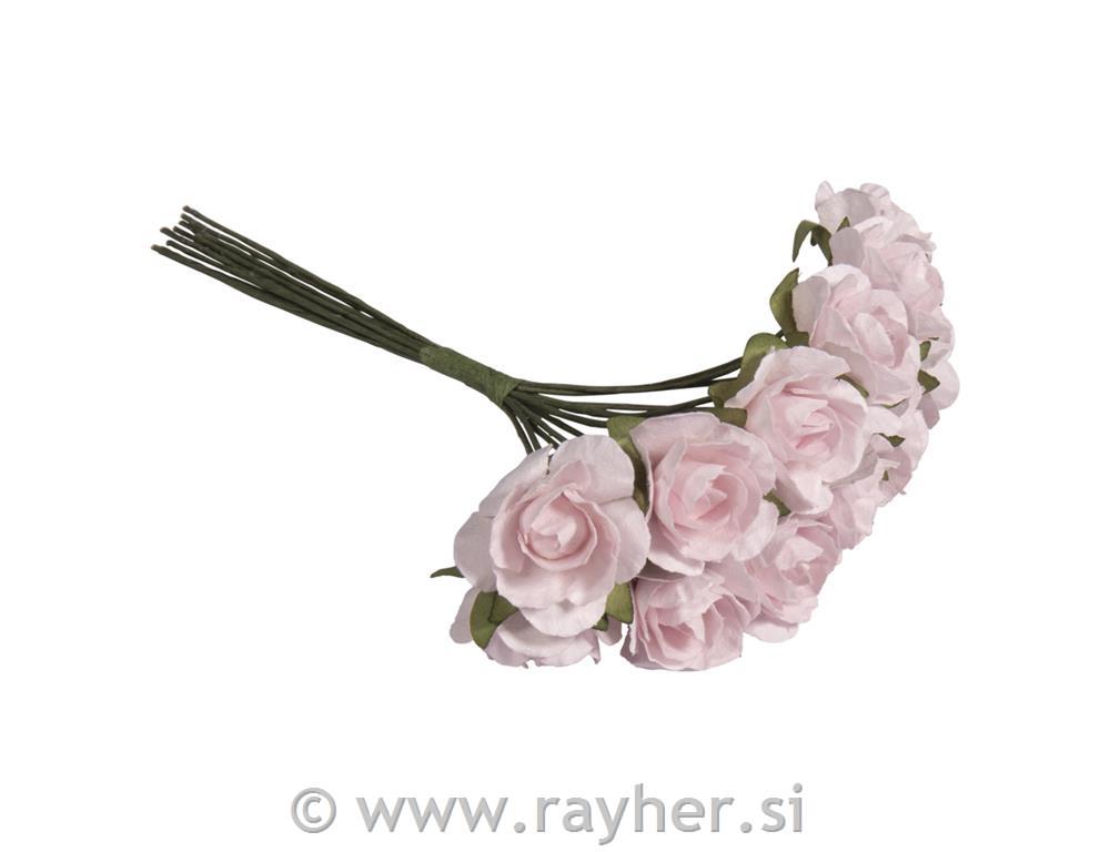 Vrtnice iz papirja, 15mm , 12 kosov, roza