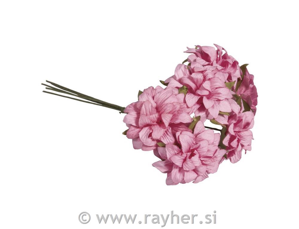 Anemone iz papirja, 30mm, 6 kosov, roza