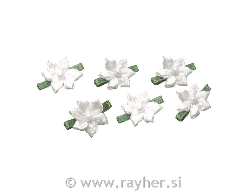 Blossom with bead, 2 cm, green/white, ta