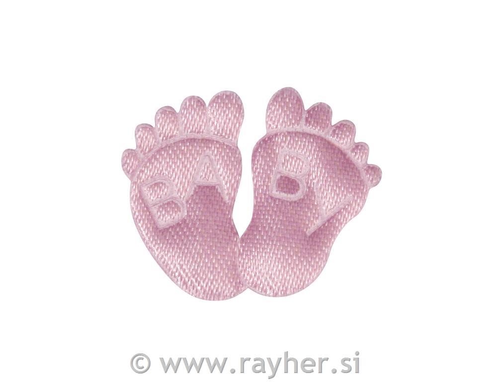 Otroški odtis nog iz tekstila, svetlo roza, 6 kom.