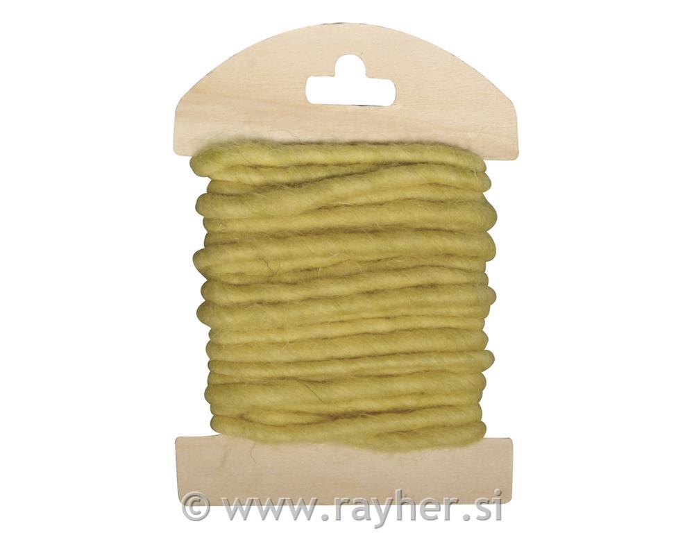 Cashmere cord, pastel-green, on wooden c