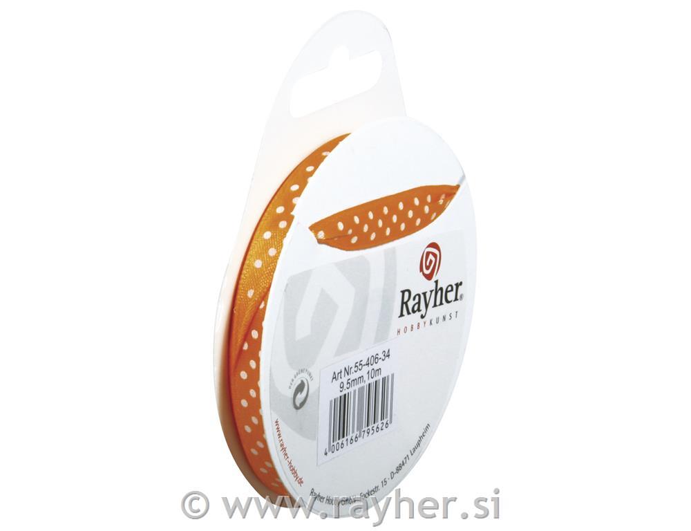 Trak saten s pikami, oranžen, 9,5mm, 10m