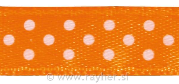 Trak saten s pikami, oranžen, 9,5mm, 10m