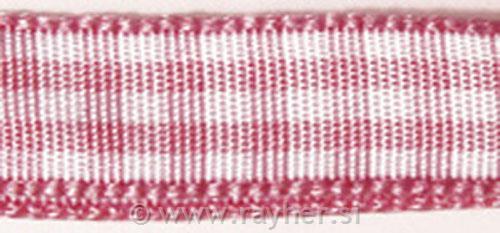 Checked pattern ribbon, pale-pink, 9,5mm