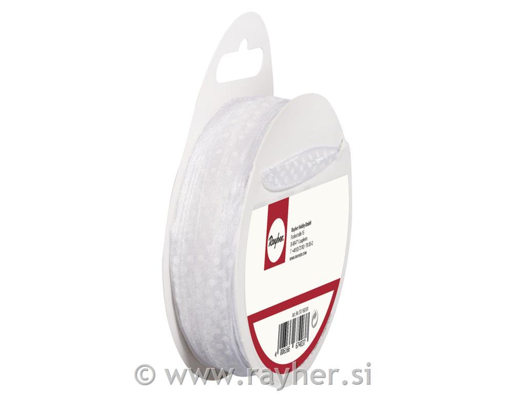 Trakovi organza s pikami, bel/bel, 10mm, 10m