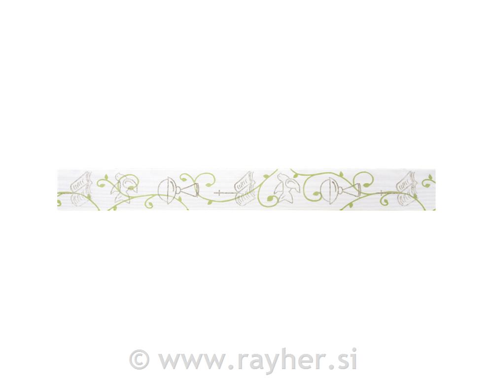 Trak organza krščanski motivi, bel, 40mm, z žico,1m