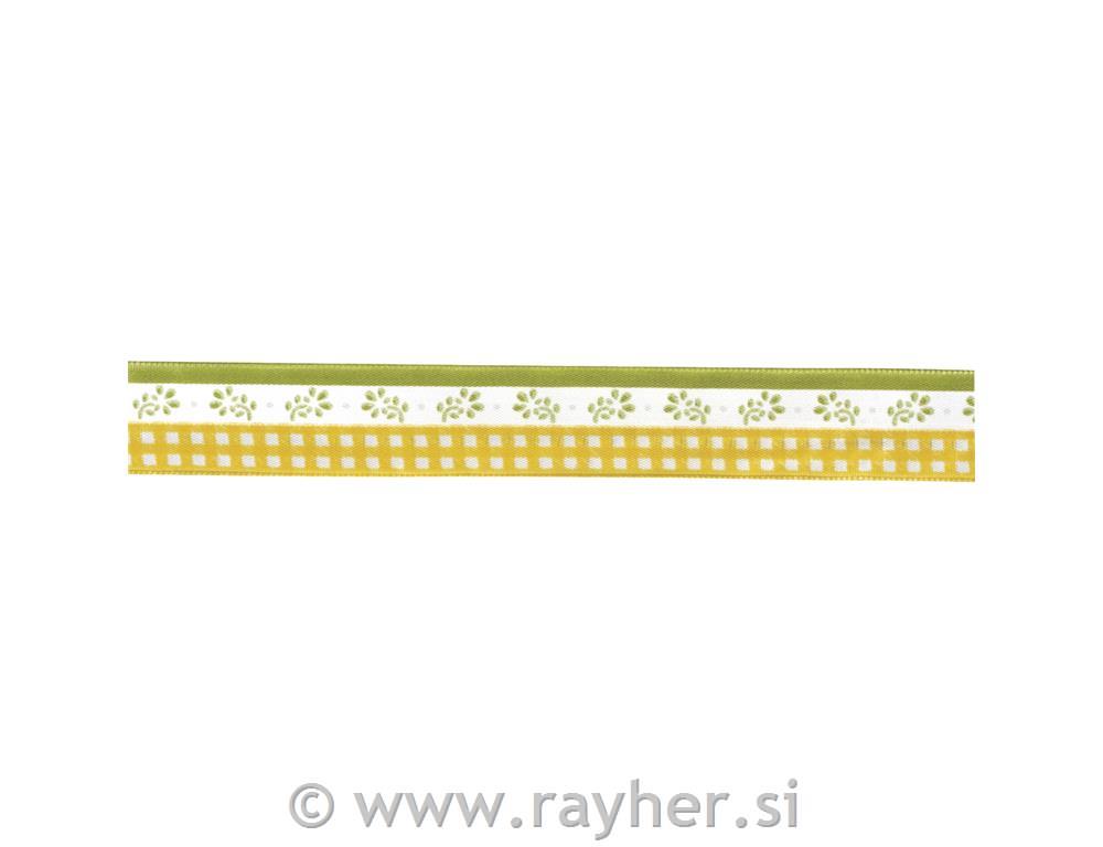 Trak dekorativni Jasmin, sončno rumen, 25mm, z žico