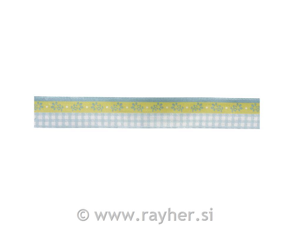 Trak dekorativni Jasmin, svetlo moder, 25mm, z žico