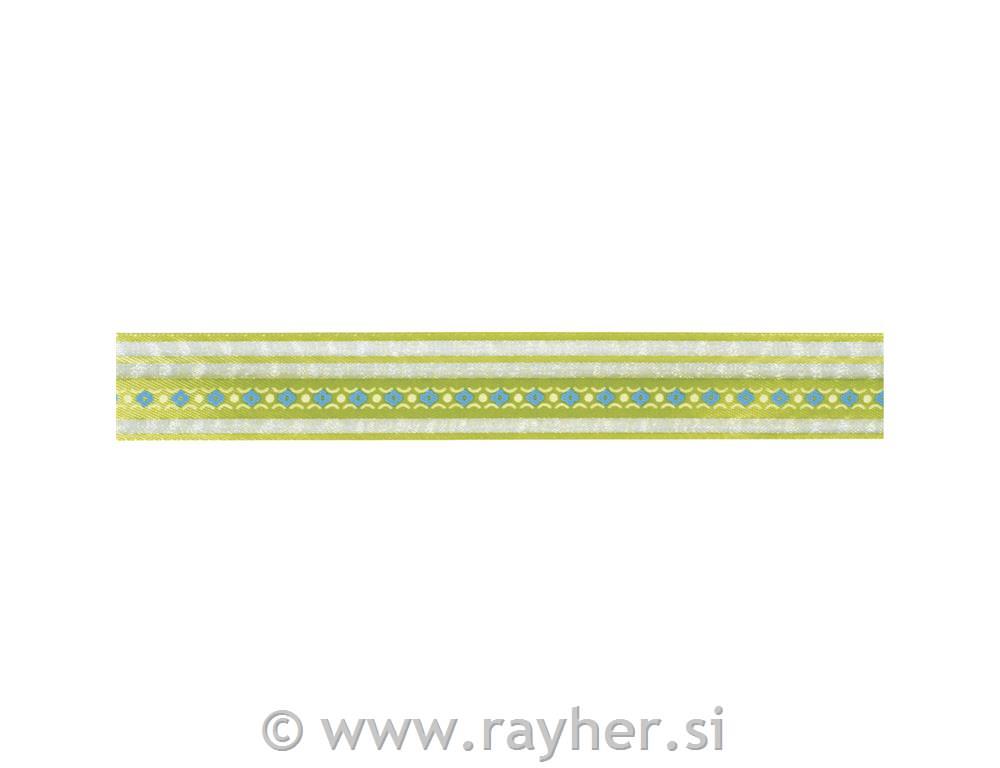 Trak dekorativni Anemone, pastelno zelen, 25mm,1m