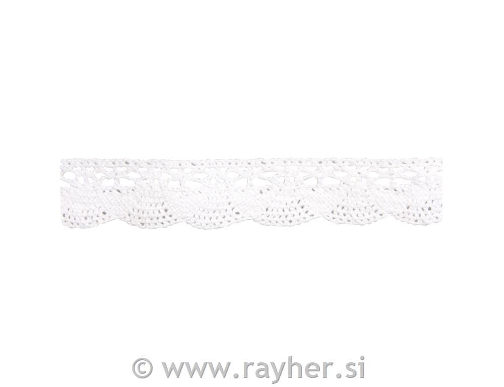 Čipka bombažna Katharina, bela, 1,7cm,3m