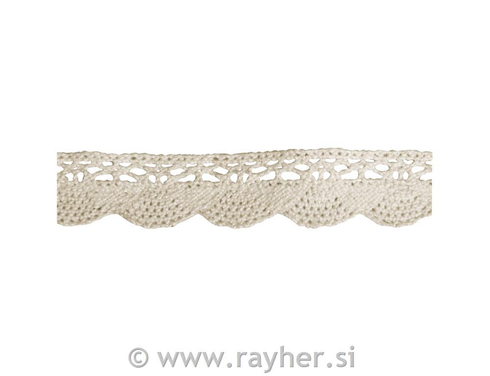 Čipka bombažna Katharina, bež 1,7cm, 3m