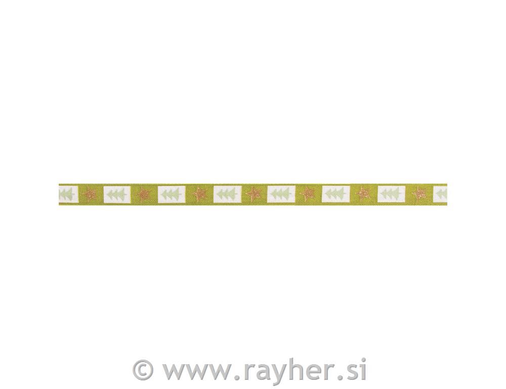 Trak dekorativni, Xmas Tree, zelen,15mm, metr.,