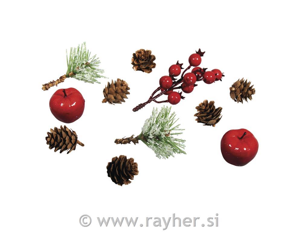 Natural mix apples & berriesassorted, 2-12cm, tab-bag 11pcs