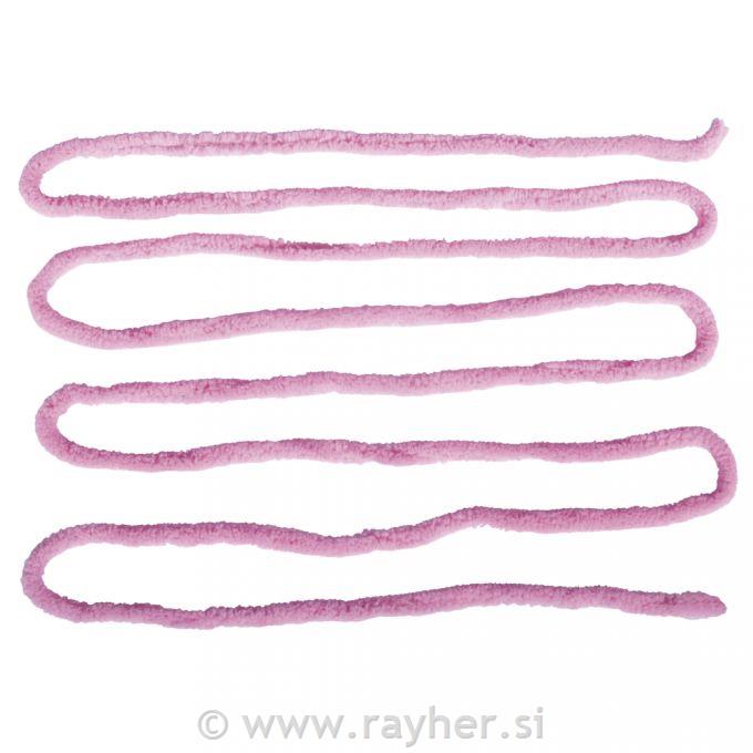 Vrvica iz pliša, 8mm, pink, 3m