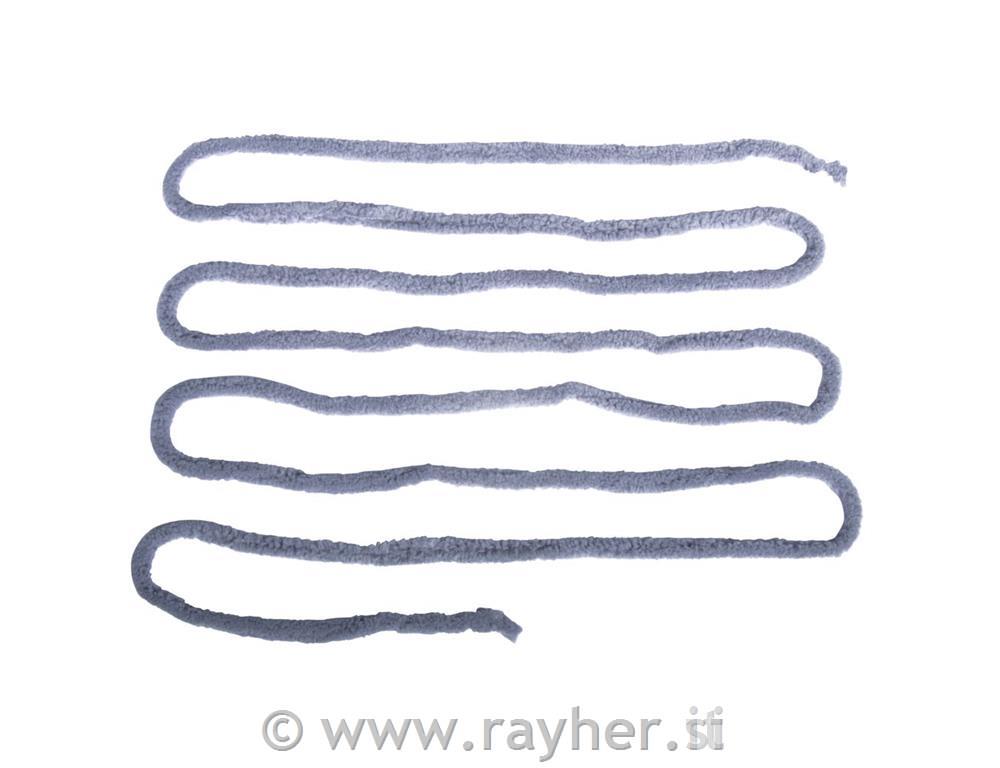 Vrvica iz pliša, 8mm o, tem.siva, 3m