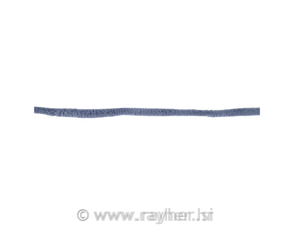Vrvica iz pliša, 8mm o, tem.siva, 3m
