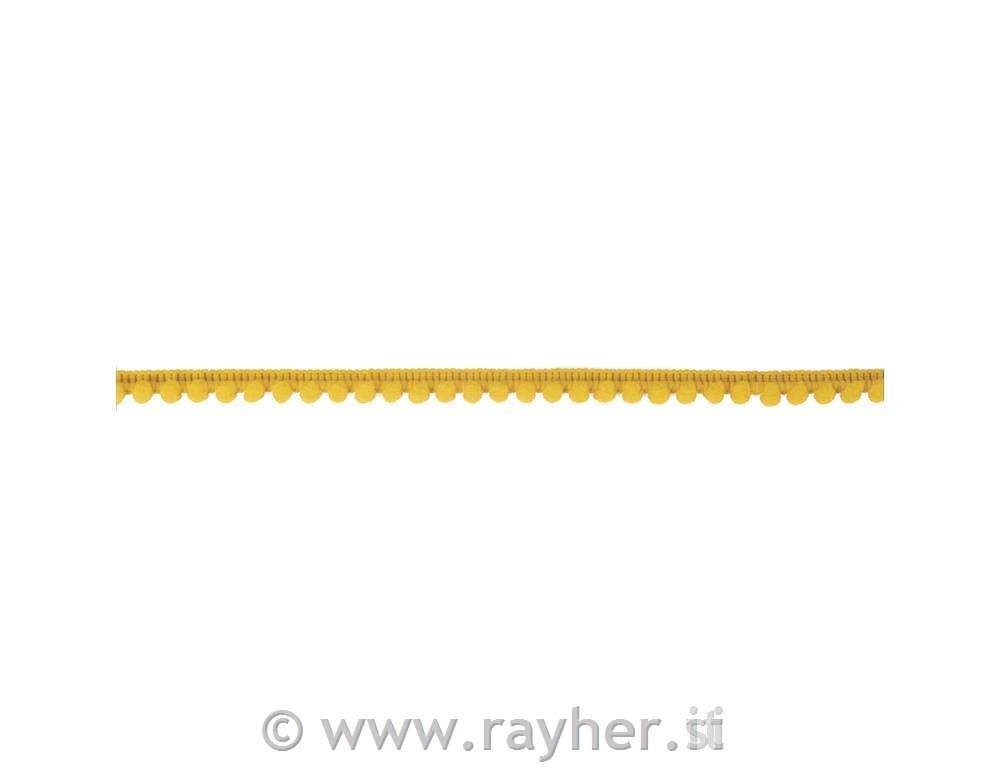 Cofki na vrvici, rumeni, 1cm, 3m