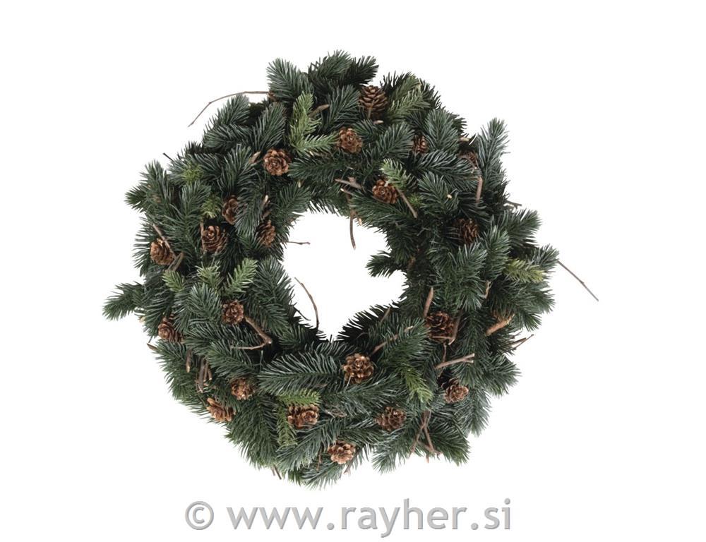 Adventni venec s storži, zelo gost, 40cm