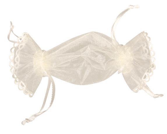Organza vrečka, slonokoščena, 14x8cm, 4 kosi