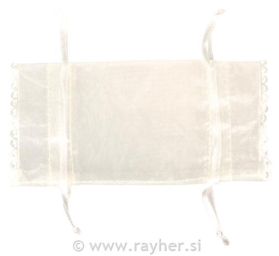 Organza vrečka, slonokoščena, 14x8cm, 4 kosi