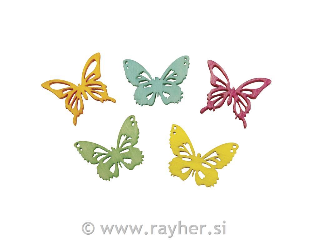 Wooden Objects butterflies 5 colours, 2c