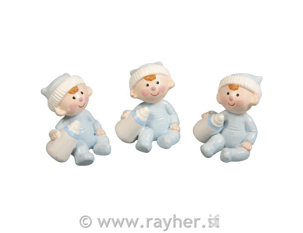 Polyresin Baby "Boy", baby blue, 3x2.5cm