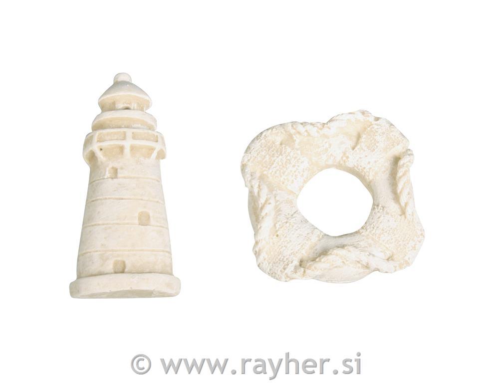 Okraski iz umetne mase, 2x svetilnik in 2x obroč