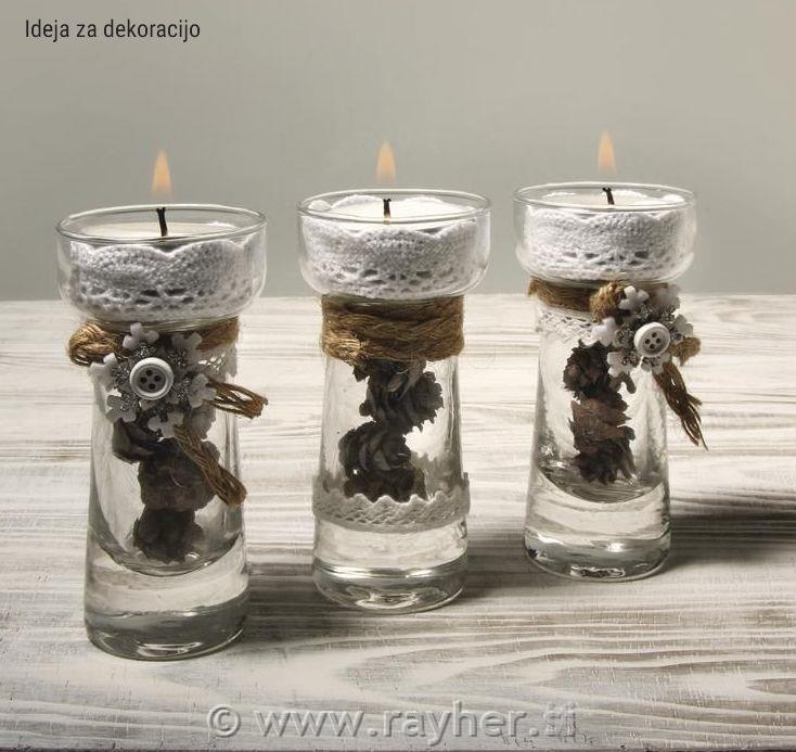 Stekleni svečniki za čajne svečke, 9,5 cm, 3 kosi