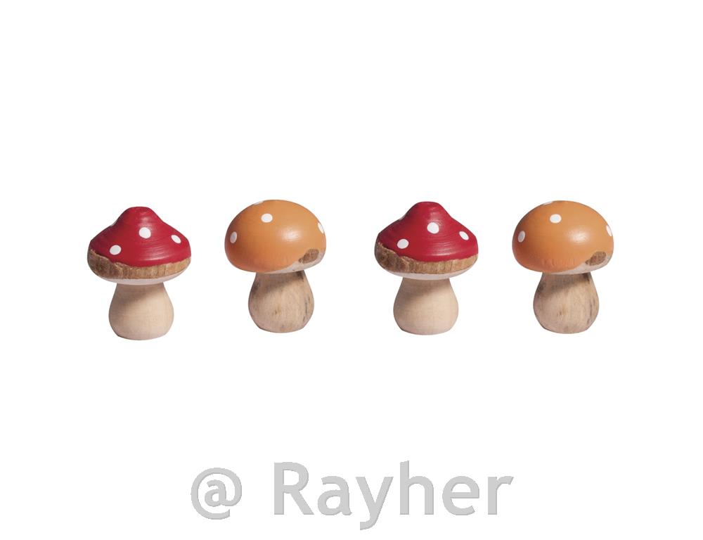 Leseni okraski, gobice, 5 kosov