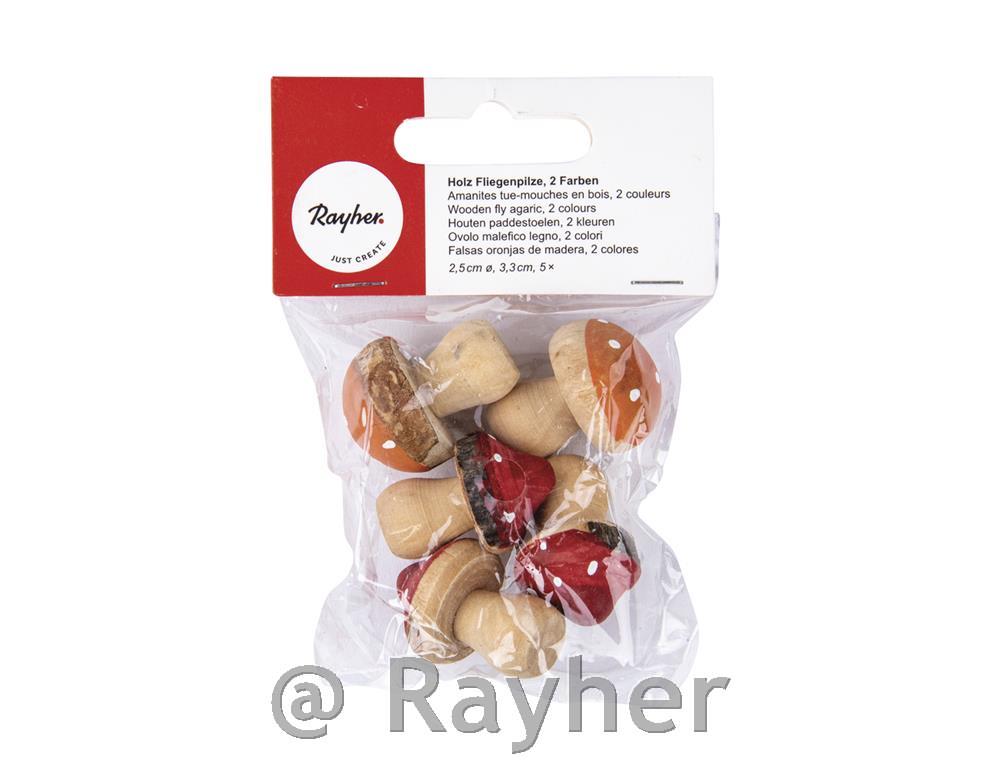 Leseni okraski, gobice, 5 kosov