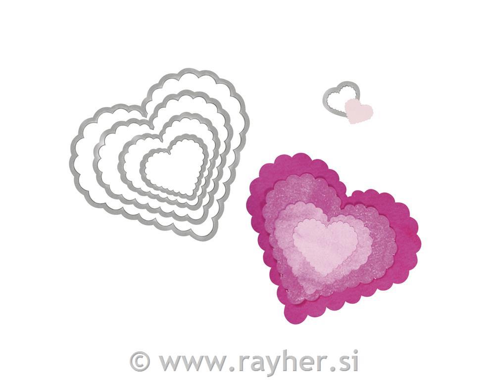 Sizzix Framelits šablone set, srca z dekorativnim robom, 5 k