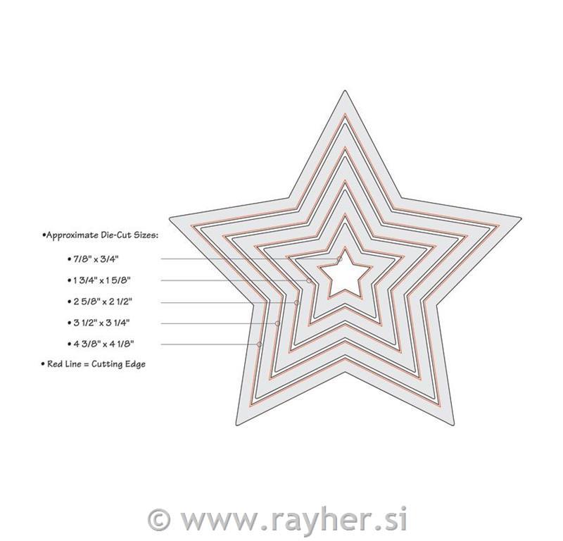 Sizzix Framelits šablone set, zvezde, 5 kom.