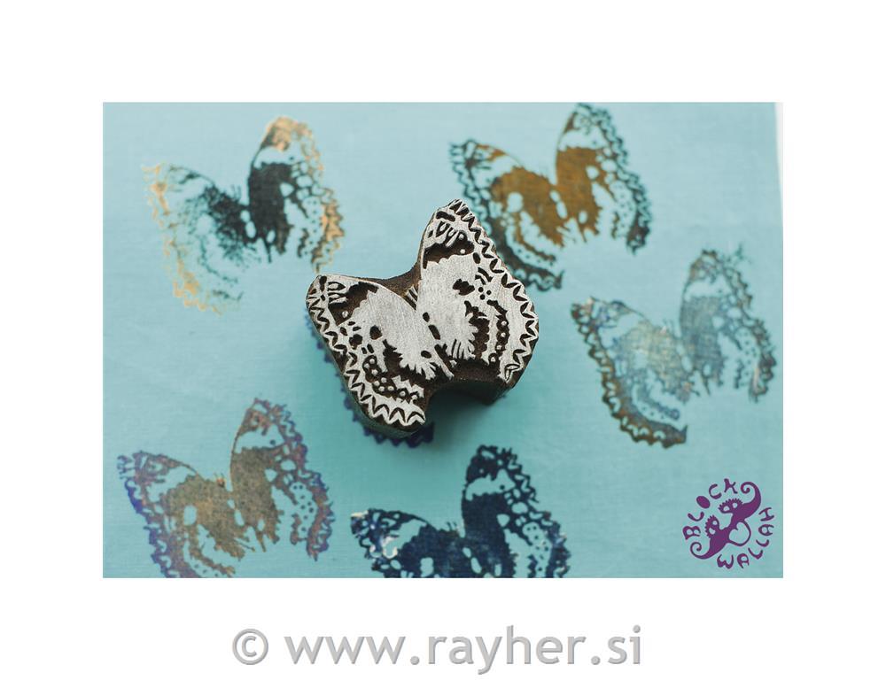 Blockwallah stamp: Butterfly, 4.5x4.5cm